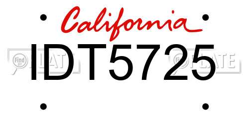 IDT5725 California License Plate