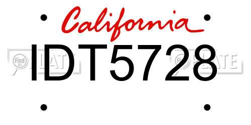 IDT5728 California License Plate