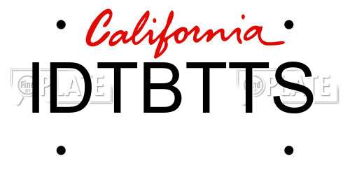 IDTBTTS California License Plate