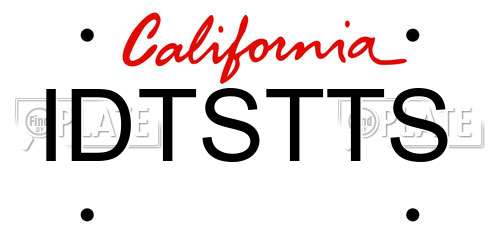 IDTSTTS California License Plate