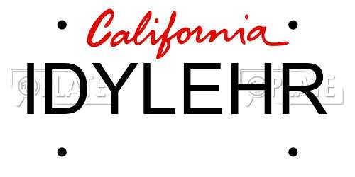 IDYLEHR California License Plate