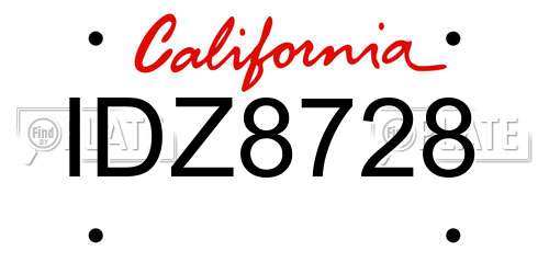 IDZ8728 California License Plate