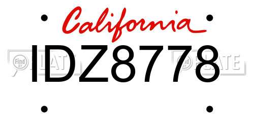 IDZ8778 California License Plate