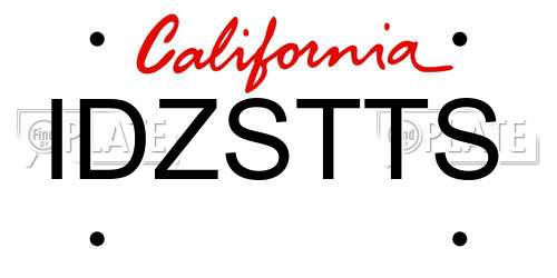 IDZSTTS California License Plate