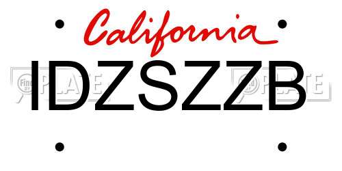 IDZSZZB California License Plate