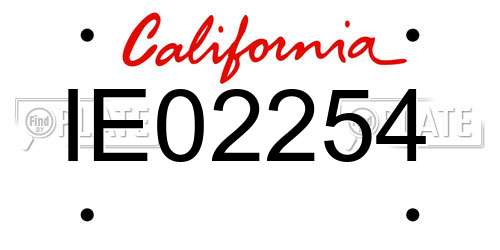 IE02254 California License Plate