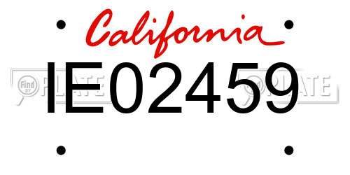 IE02459 California License Plate