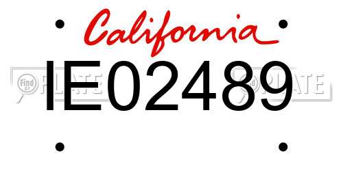 IE02489 California License Plate