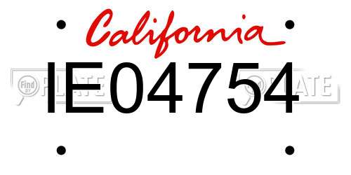 IE04754 California License Plate