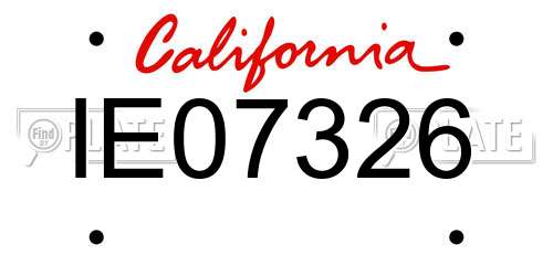 IE07326 California License Plate