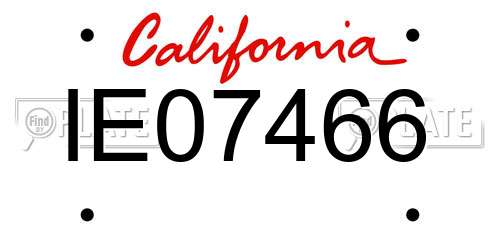 IE07466 California License Plate