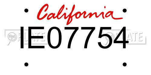 IE07754 California License Plate