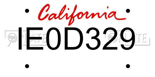 IE0D329 California License Plate