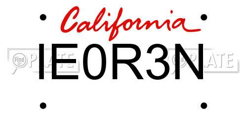 IE0R3N California License Plate
