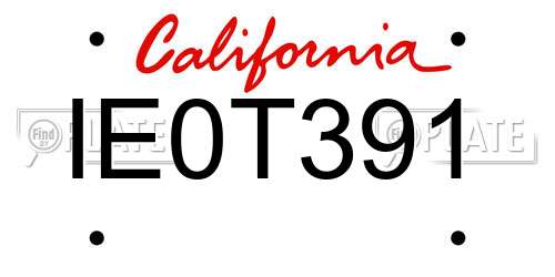 IE0T391 California License Plate