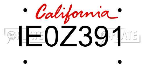 IE0Z391 California License Plate