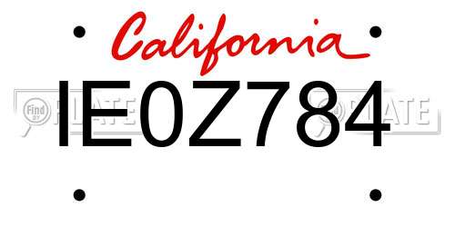 IE0Z784 California License Plate