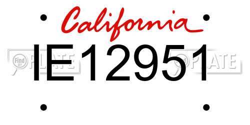 IE12951 California License Plate