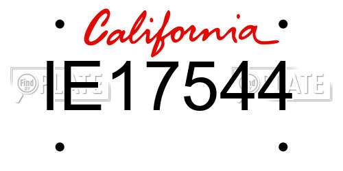 IE17544 California License Plate