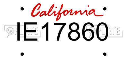IE17860 California License Plate