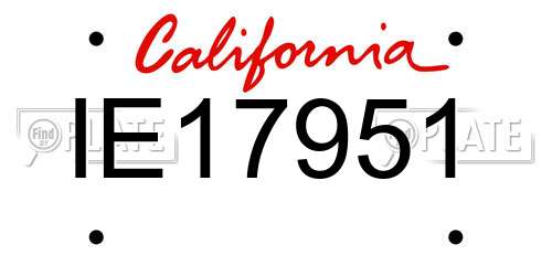 IE17951 California License Plate