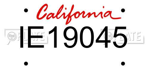 IE19045 California License Plate