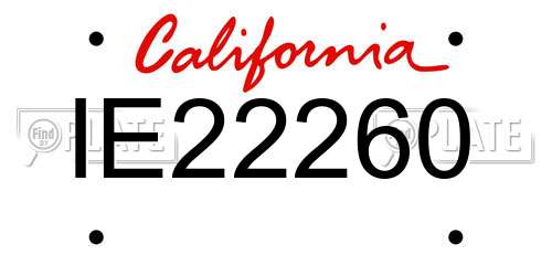IE22260 California License Plate