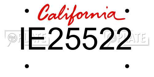 IE25522 California License Plate
