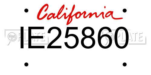 IE25860 California License Plate