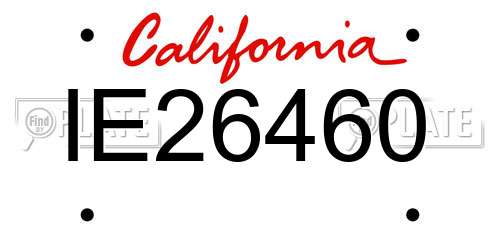 IE26460 California License Plate