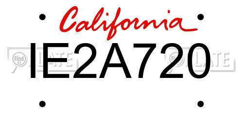 IE2A720 California License Plate