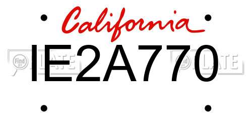 IE2A770 California License Plate
