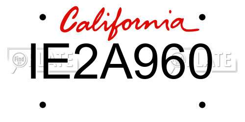 IE2A960 California License Plate