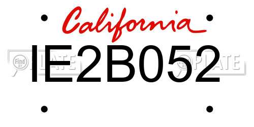 IE2B052 California License Plate