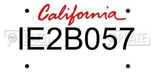 IE2B057 California License Plate