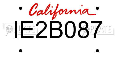 IE2B087 California License Plate