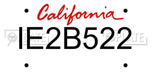 IE2B522 California License Plate