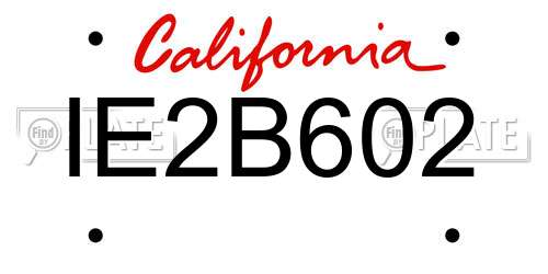 IE2B602 California License Plate