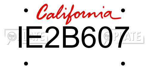 IE2B607 California License Plate