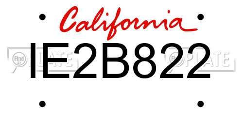 IE2B822 California License Plate