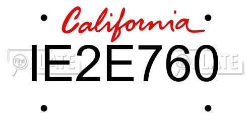IE2E760 California License Plate