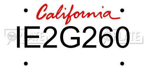 IE2G260 California License Plate