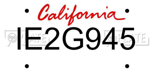 IE2G945 California License Plate