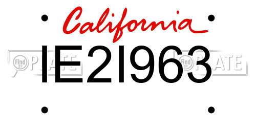 IE2I963 California License Plate