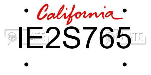 IE2S765 California License Plate