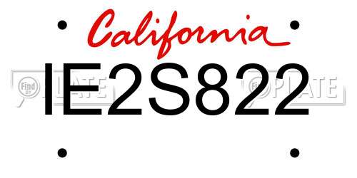 IE2S822 California License Plate