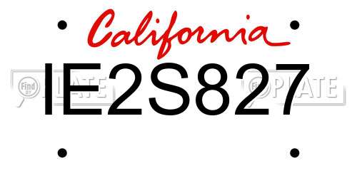 IE2S827 California License Plate