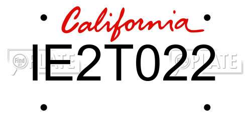 IE2T022 California License Plate