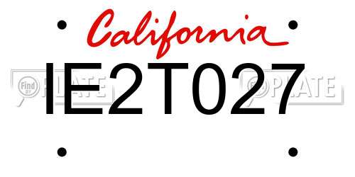IE2T027 California License Plate