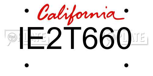 IE2T660 California License Plate